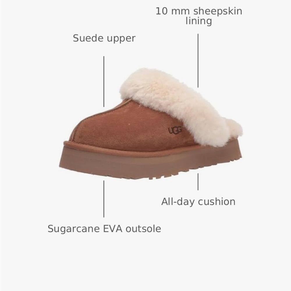 UGG Women's Disquette chestnut Shearling slip ons - Picture 5 of 17